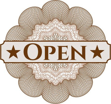 Open rosette or money style emblem