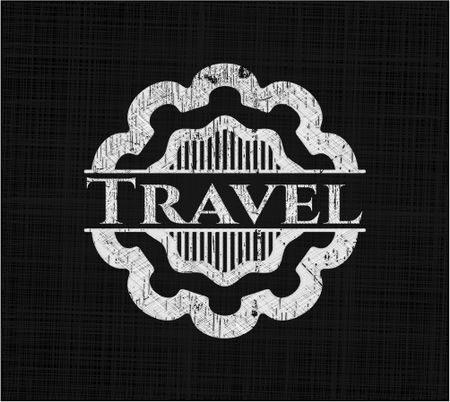 Travel chalk emblem, retro style, chalk or chalkboard texture