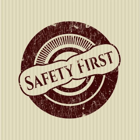 Safety First rubber stamp with grunge texture