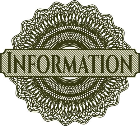 Information rosette or money style emblem