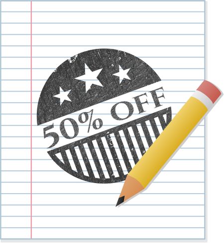 50% Off pencil emblem