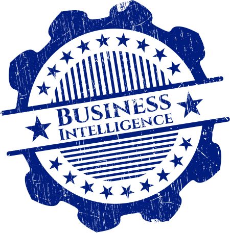 Business Intelligence rubber stamp with grunge texture