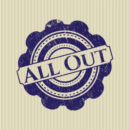 All Out rubber stamp with grunge texture
