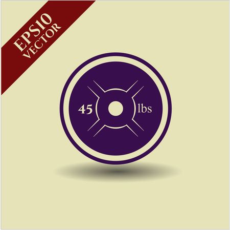 Weightlifting or powerlifting plate (45 lbs) icon vector illustration