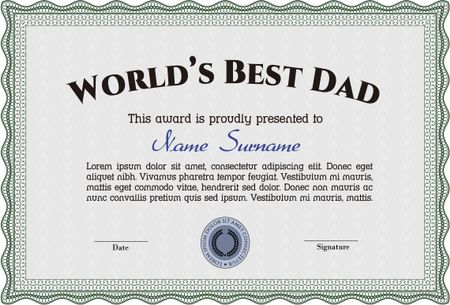 Best Dad Award. Superior design. With quality background. Border, frame. 