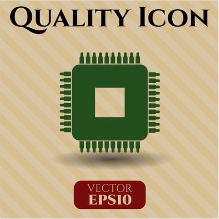 Microchip, microprocessor vector icon or symbol