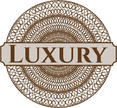Luxury written inside rosette