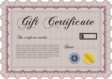 Gift certificate. Easy to print. Cordial design. Detailed. 