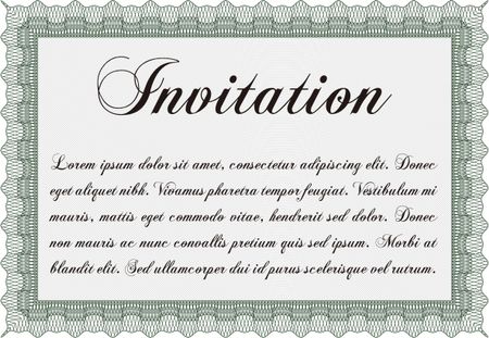 Vintage invitation template. Vector illustration. With guilloche pattern. Retro design. 