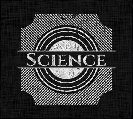 Science chalkboard emblem written on a blackboard