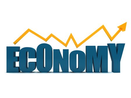 Economy going up isolated over a white background