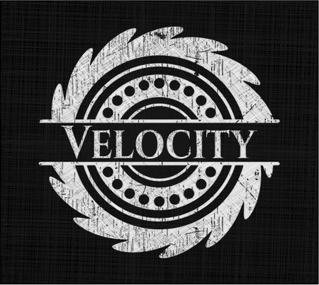 Velocity chalkboard emblem on black board