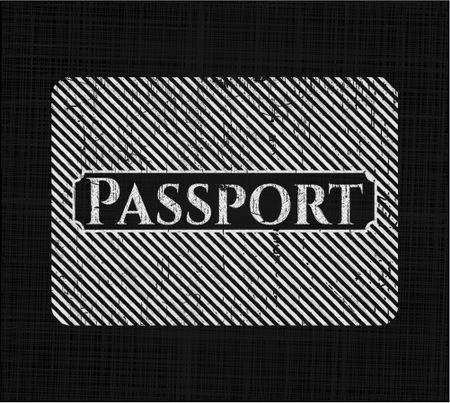 Passport chalkboard emblem on black board