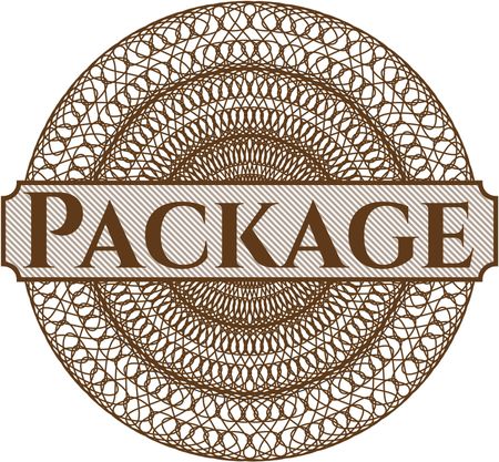 Package rosette or money style emblem