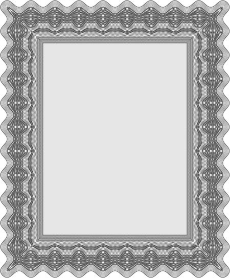 Certificate of achievement. With guilloche pattern and background. Diploma of completion. Sophisticated design. Grey color.