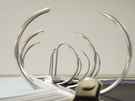 Ribcage effect: Open rings of a flat binder in office