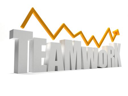 word teamwork in 3D isolated over a white background