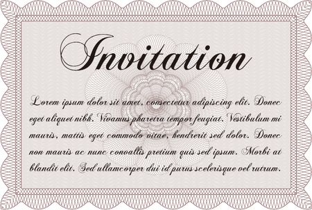 Retro invitation template. With complex linear background. Border, frame. Artistry design.