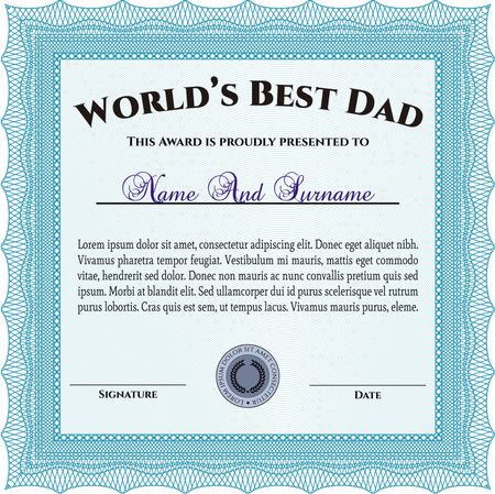 World's Best Dad Award Template. Customizable, Easy to edit and change colors. Good design. With background.