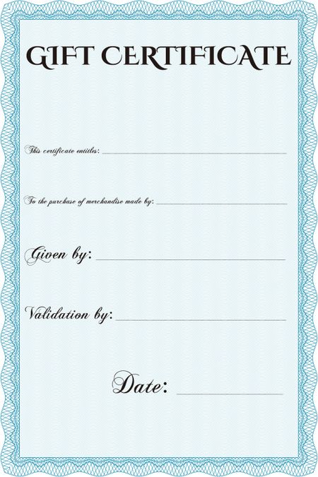 Retro Gift Certificate. Customizable, Easy to edit and change colors. Good design. With background. 