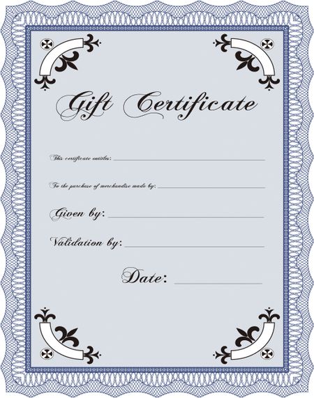 Gift certificate template. Printer friendly. Detailed. Complex design. 