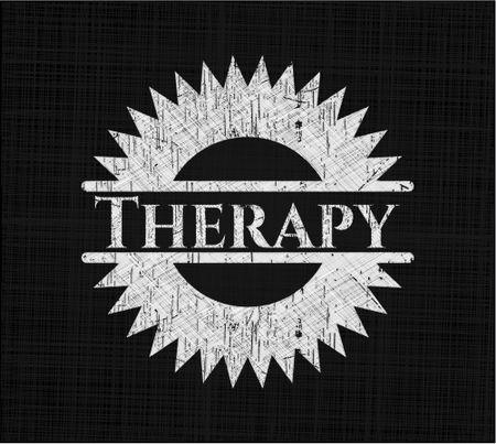 Therapy chalk emblem, retro style, chalk or chalkboard texture