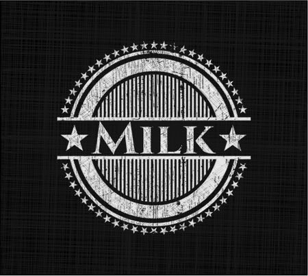 Milk chalk emblem, retro style, chalk or chalkboard texture