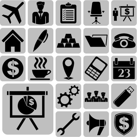 business icon set. 22 icons total. Quality Icons.