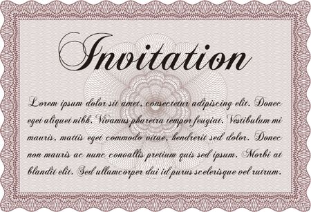 Invitation. Complex design. Detailed. Printer friendly.