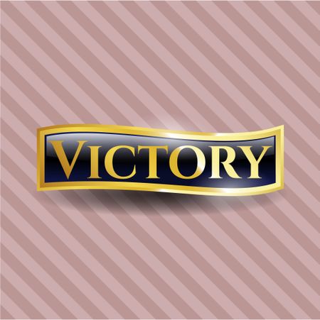 Victory golden emblem or badge