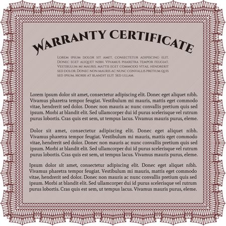 Warranty Certificate. Detailed. Nice design. Printer friendly. 