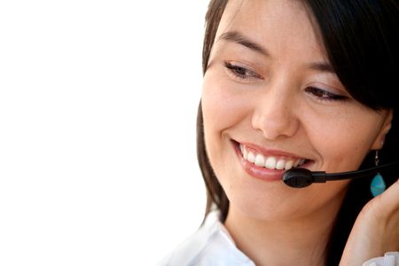 customer support operator woman smiling - isolated