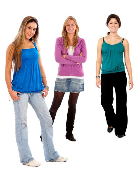 Group of some casual women isolated over white