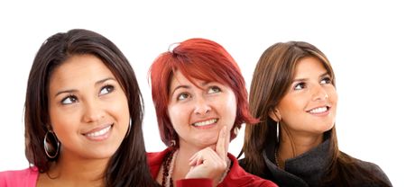 Group of women looking away isolated over white