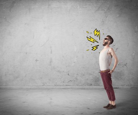 angry-hipster-guy-casual-clothes-shouting-399933598 An angry hipster guy in casual clothes shouting heavily with drawn thunder sign illustration concept