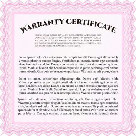 Warranty template. Excellent design. With complex background. Customizable, Easy to edit and change colors.