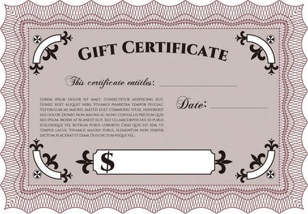 Gift certificate template. Beauty design. With linear background. Border, frame.