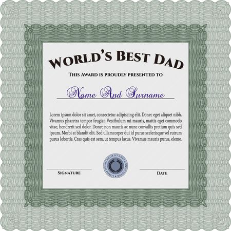 World's Best Father Award. Detailed. Nice design. Easy to print. 
