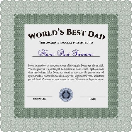 World's Best Father Award. Detailed. Nice design. Easy to print.