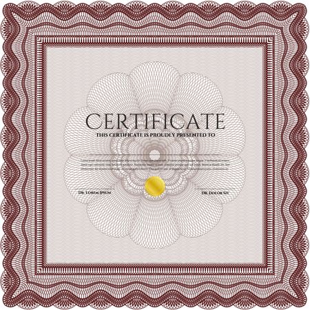 Red Certificate or diploma template. Customizable, Easy to edit and change colors. Cordial design. Easy to print. 