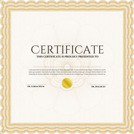 Orange Certificate or diploma template. Customizable, Easy to edit and change colors. Cordial design. Easy to print. 