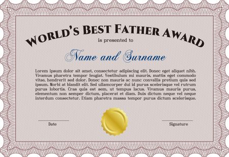 World's Best Dad Award Template. With background. Customizable, Easy to edit and change colors. Good design.