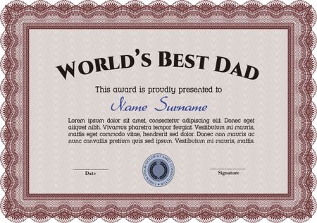 World's Best Dad Award Template. With background. Customizable, Easy to edit and change colors. Good design. 