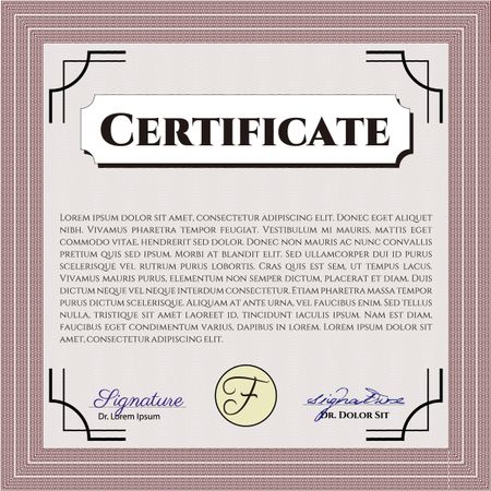 Diploma template or certificate template. Artistry design. Vector pattern that is used in money and certificate. With quality background. Red color.