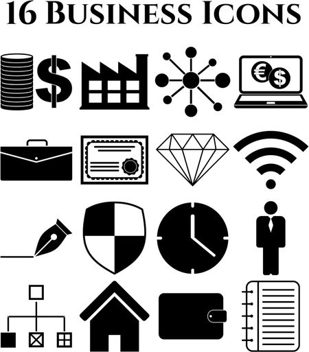 Set of 16 business icons. Minimal Modern.