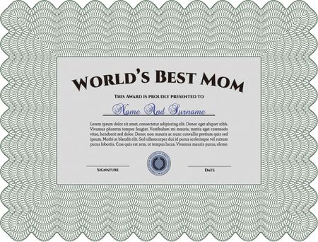 World's Best Mother Award Template. Customizable, Easy to edit and change colors. Complex background. Lovely design. 
