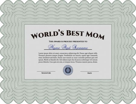 World's Best Mother Award Template. Customizable, Easy to edit and change colors. Complex background. Lovely design.