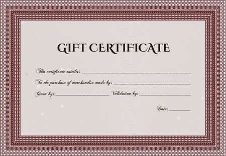 Formal Gift Certificate. With quality background. Border, frame. Superior design. 
