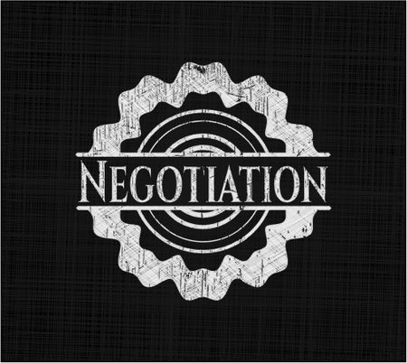Negotiation chalkboard emblem on black board