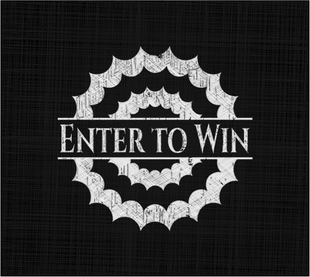 Enter to Win chalkboard emblem on black board